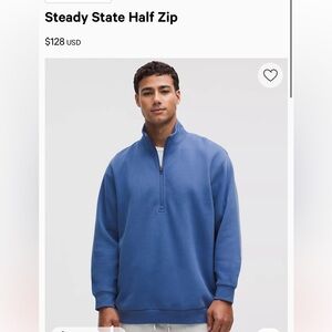 lululemon athletica Men's Steady State Blue Zip-Up Sweater